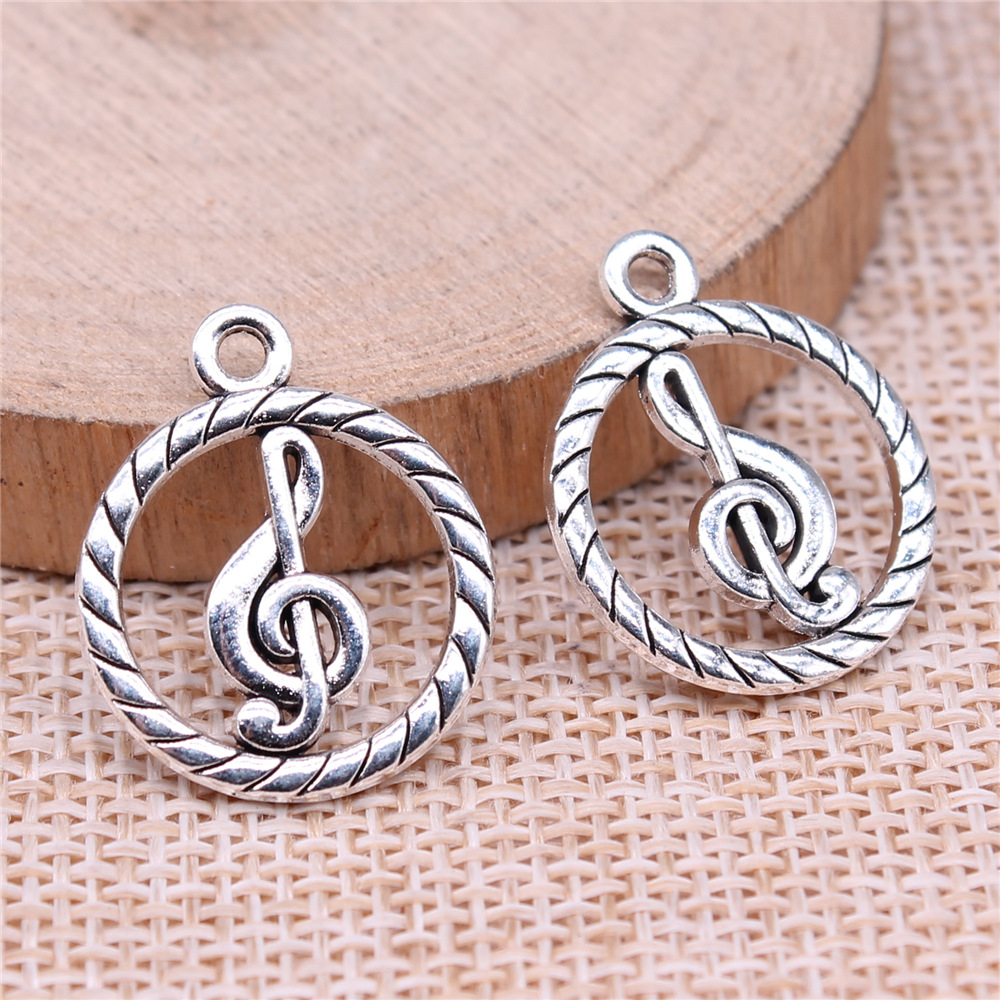Jewelry Making Notes - 20 ชิ้น 22x18 มม.(0.87x0.71 นิ้ว) สีเงินโบราณ