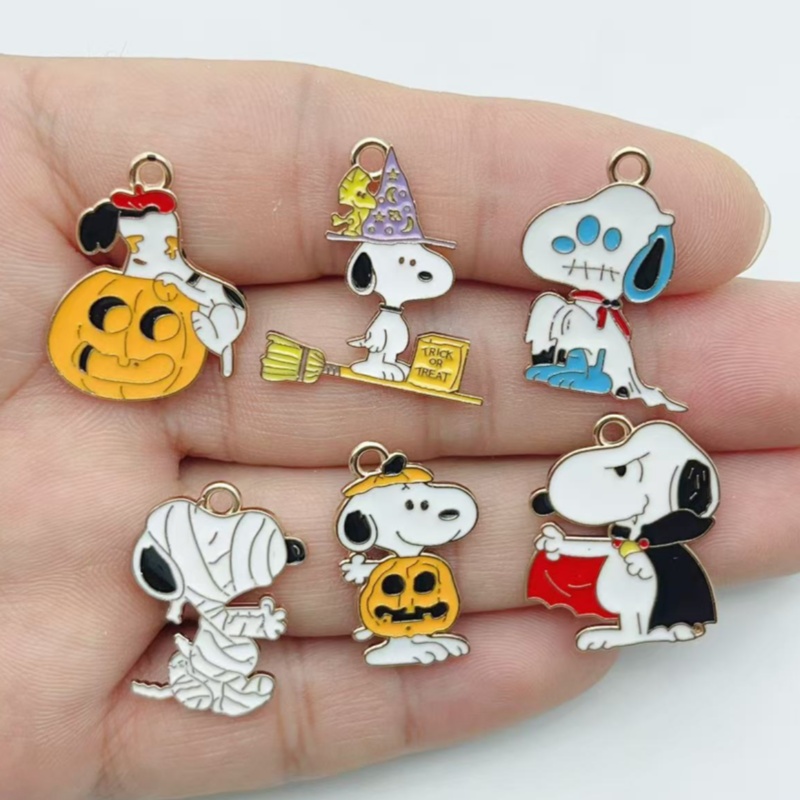 Jewelry Making Factory - 10 ชิ้น จี้โลหะผสมลายการ์ตูนลูกสุนัขน่ารักสำหรับฮาโลวีน พร้อมจี้รูปฟักทอง อุปกรณ์เสริมสำหรับทำเครื่องประดับ DIY