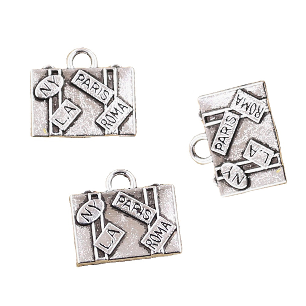 Jewelry Making York - 10Pcs Charmsกระเป๋าเดินทางNew York Paris Romaพจนานุกรม15X16มม.สีเงินโบราณจี้ทำDIY Handmadeเครื่องประดับทิเบต