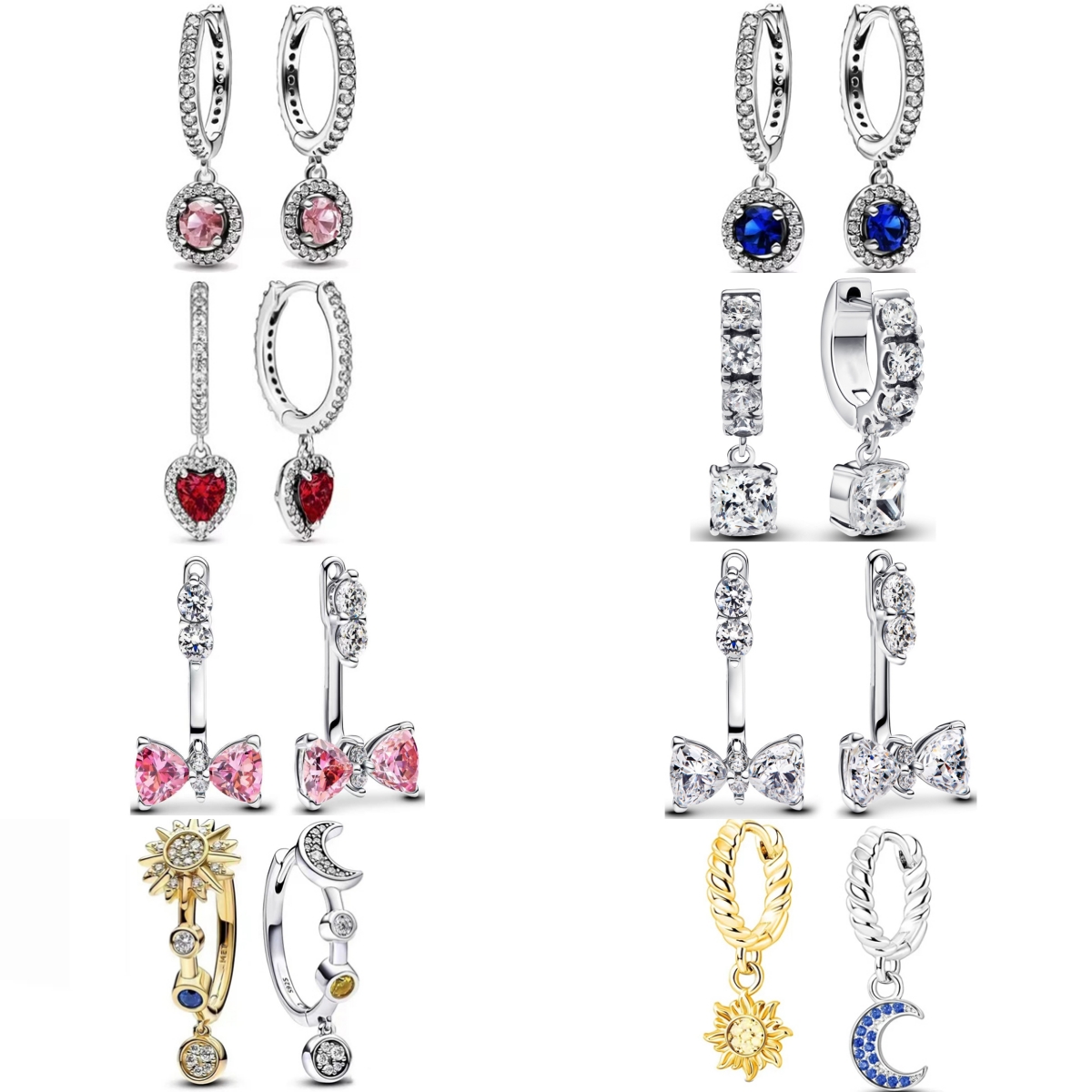 Jewelry Making Knots - ต่างหูเงินแท้ 925 รูปทรงโบว์คู่ พระอาทิตย์พระจันทร์ ดีไซน์ดั้งเดิม เหมาะสำหรับทำเครื่องประดับ