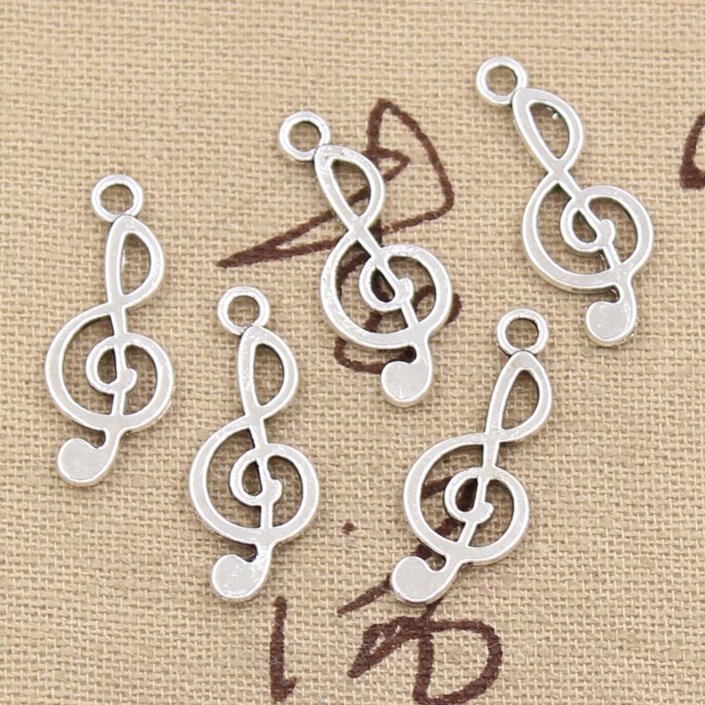 Jewelry Making Notes - 30pcs Charms Musical Note 26x10 มม.โบราณเงินจี้ทำDIY
