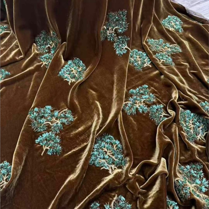 Bead Mat Velvet - ผ้าไหมสีเขียวกํามะหยี่อุตสาหกรรมหนักลูกปัดเย็บปักถักร้อยเสื้อผ้าฝ้ายเบาะฤดูใบไม้ร่วงและฤดูหนาวผ้าเกราะ