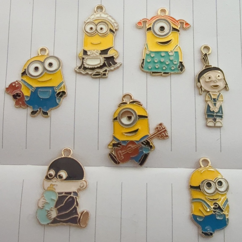 Jewelry Making Factory - จี้การ์ตูนลายหยดน้ำมันอัลลอยด์ 10 ชิ้น, สำหรับทำเครื่องประดับ DIY, ต่างหู,