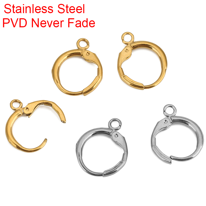 Jewelry Making Factory - 10pcs PVD ไม่เคยจางหายสแตนเลสต่างหูตะขอห่วง 12 มม.Hypoallergenic ต่างหู