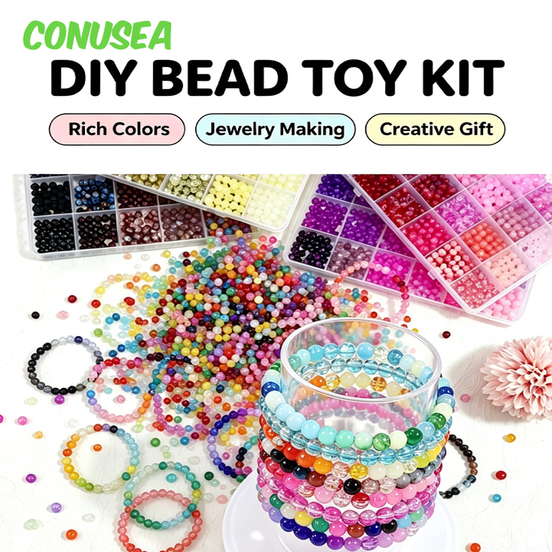 Jewelry Making Kit For Kids - ชุดทำเครื่องประดับและสร้อยคอสำหรับเด็ก ลูกปัดแก้วขนาด 6 มม. ลูกปัดหลวม อุปกรณ์ตกแต่งเครื่องประดับ