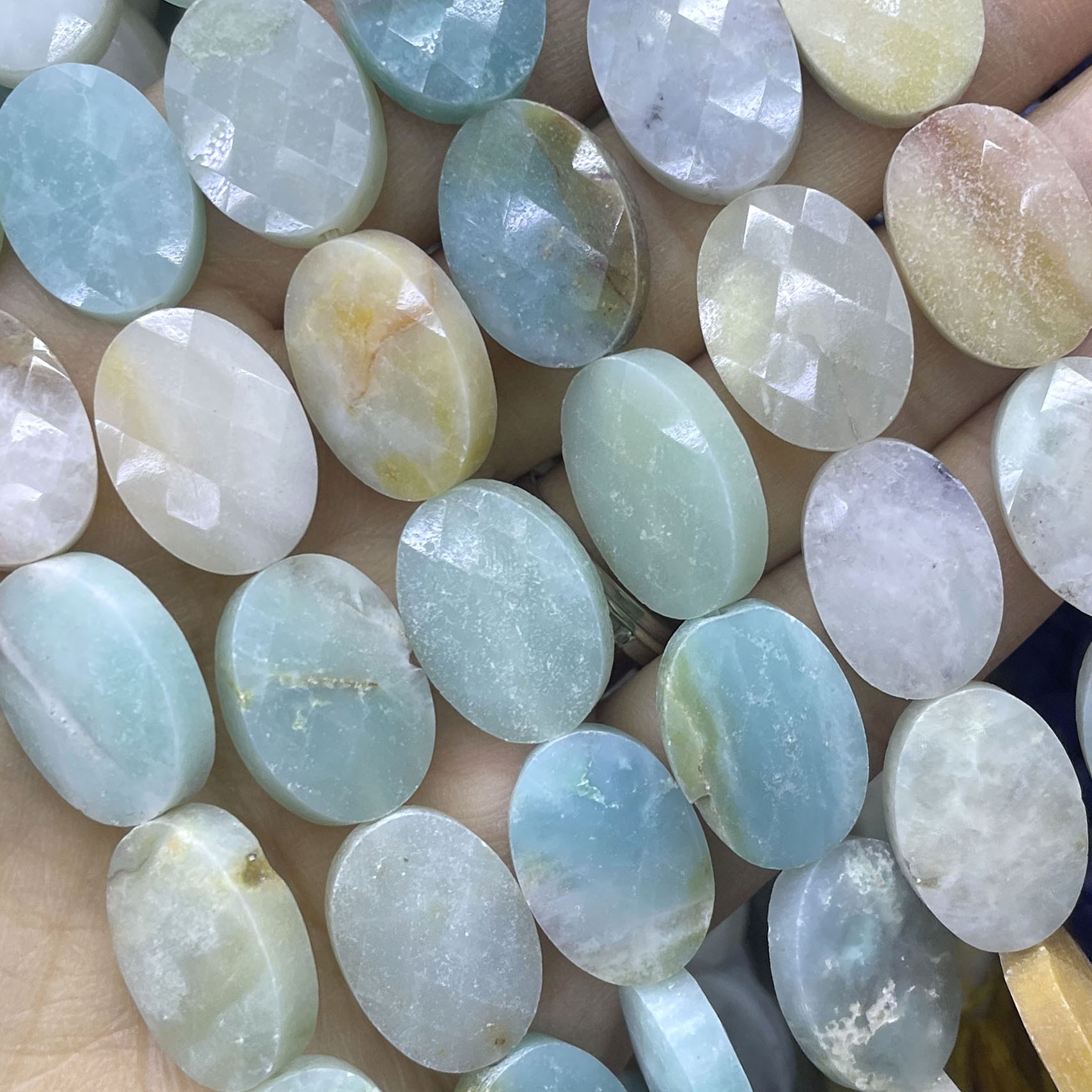 Jewelry Making Amazon - ลูกปัดหินธรรมชาติทรงรีเหลี่ยมเพชรพลอยหลากสีขนาด 13x18 มม. สำหรับทำเครื่องประดับ DIY สร้อยข้อมือ
