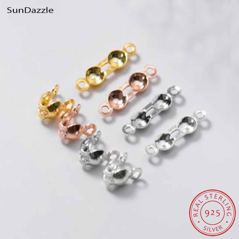 Jewelry Making Factory - ตัวล็อคปลายลูกปัดเงินแท้ 925 จำนวน 4 ชิ้น ตัวเชื่อมต่อแบบหนีบสีทอง