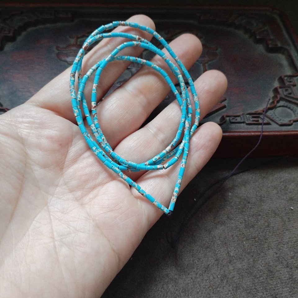 Jewelry Making Light - ลูกปัดลายทางสีฟ้าอ่อนสไตล์วินเทจ แบบไมโครคอลัมน์ สำหรับงานประดิษฐ์เครื่องประดับหลายชั้นแบบแฮนด์เมด