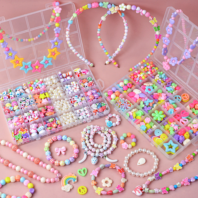Jewelry Making Kit For Kids - ชุดทำเครื่องประดับเด็ก DIY ลูกปัดร้อยมือ ของเล่นเด็กสร้างสรรค์ ลูกปัดแยกชิ้น ชุดทำสร้อยข้อมือ