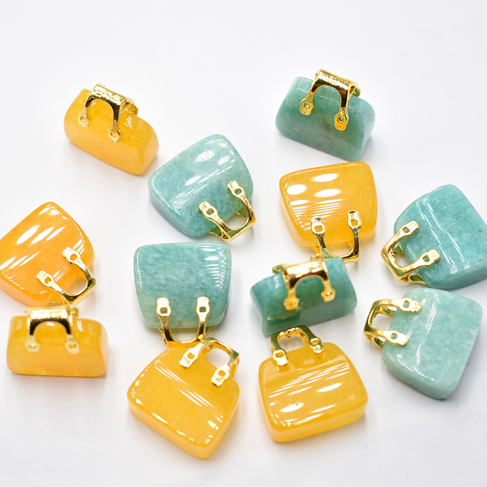 Jewelry Making Amazon - ขายส่งจี้รูปทรงกระเป๋าถือทำจากหินธรรมชาติ 12 ชิ้น/ล็อต สำหรับทำเครื่องประดับ DIY สร้อยคอ