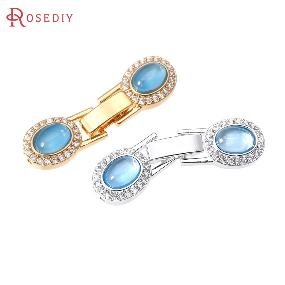 Jewelry Making Set - ชุดอุปกรณ์ทำเครื่องประดับคุณภาพสูง 2 ชุด ประกอบด้วยตัวล็อคแบบเชื่อมต่อสำหรับสร้อยข้อมือรูปไข่ ทำจากทองเหลืองชุบทอง 18K