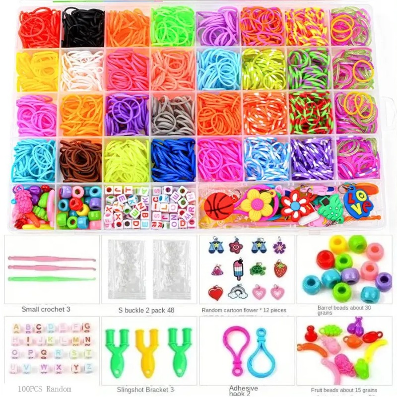 Jewelry Making Kit - 4300 ชิ้น+ ชุดยางรัดหลากสี 32 สีสดใส -