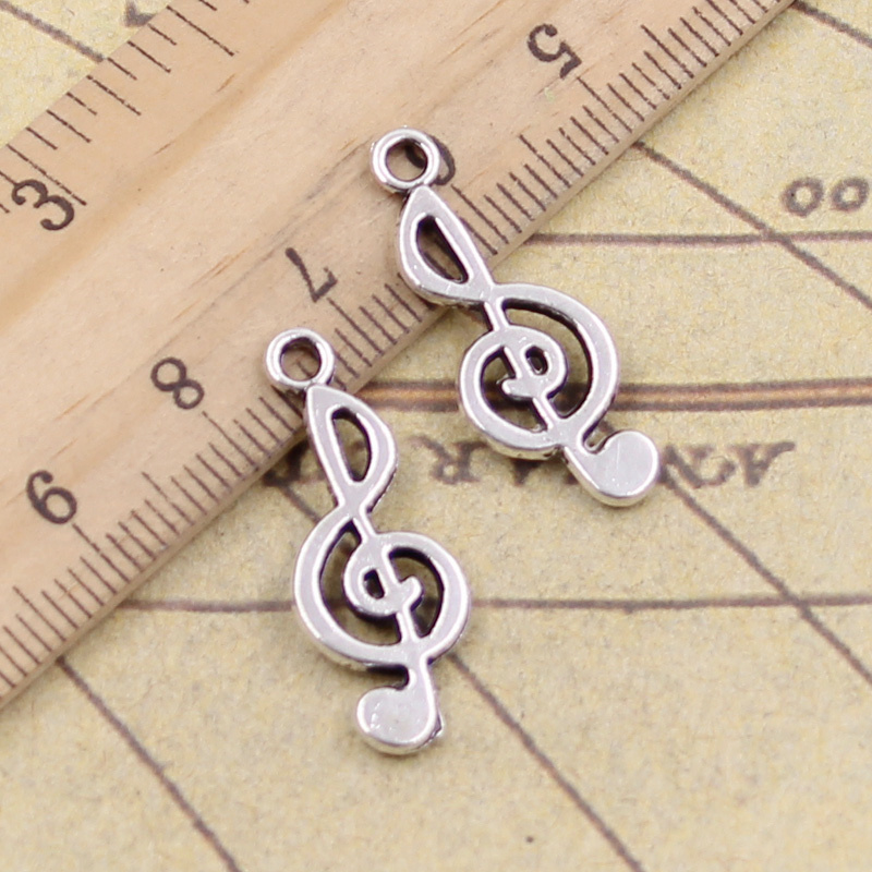 Jewelry Making Notes - 40ชิ้นเสน่ห์โน้ตดนตรี26X10มิลลิเมตรทิเบตบรอนซ์สีเงินจี้เครื่องประดับโบราณทำงานฝีมือทำด้วยมือDIYสำหรับสร้อยคอ