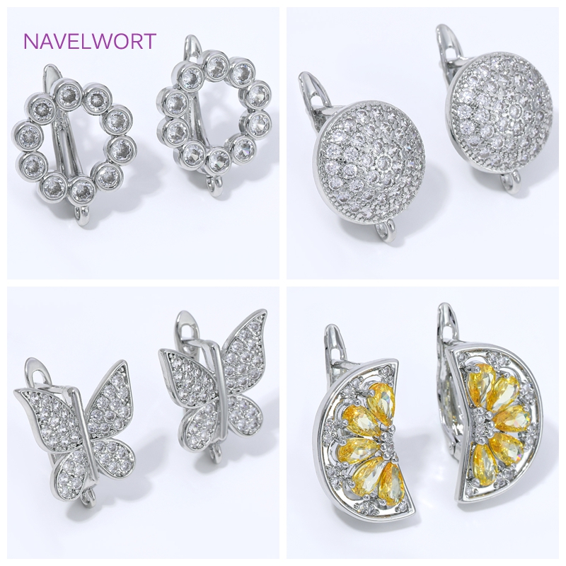 Jewelry Making Kit - ตะขอเกี่ยวต่างหูรูปพัดเคลือบทอง 18K รูปทรงดอกไม้, ตัวล็อคทองเหลืองแบบพื้นฐาน, ตะขอเกี่ยวต่างหู, วัสดุทำเครื่องประดับ