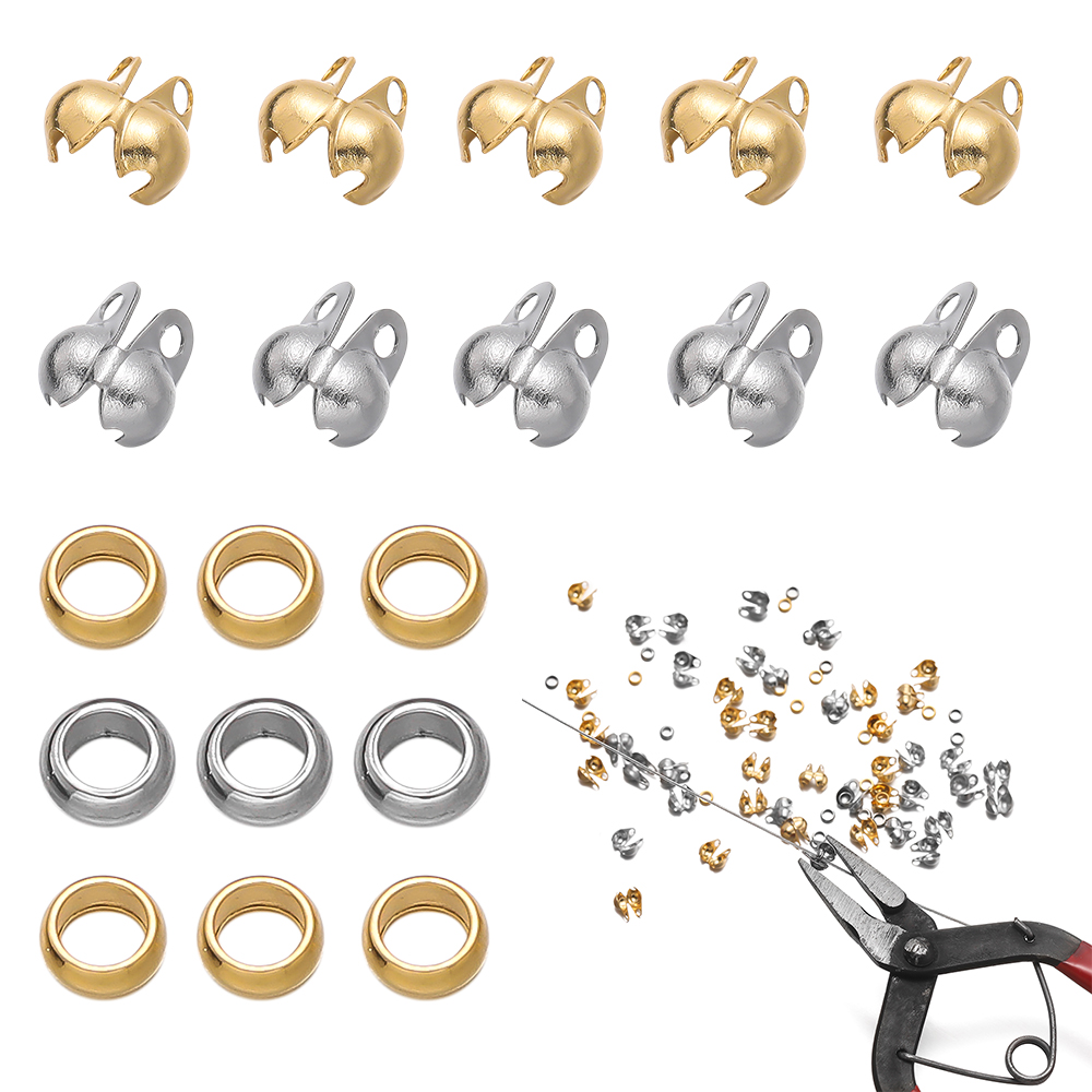 Jewelry Making Knots - 1 ชุดสแตนเลสสตีล CRIMP ลูกปัดเคล็ดลับ Knot ครอบคลุม