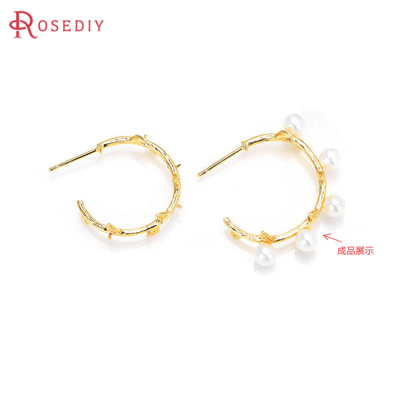 Jewelry Making Set - 6PCS 18K Gold สีทองเหลืองครึ่งพินต่างหูสตั๊ดคุณภาพสูงเครื่องประดับทําอุปกรณ์สร้อยคออุปกรณ์เสริมสําหรับผู้หญิง