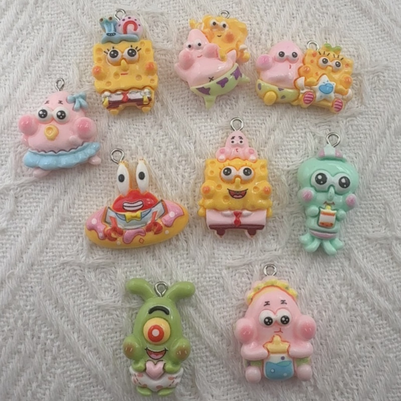 Jewelry Making Factory - จี้เรซิ่นลายการ์ตูน 10 ชิ้น, ต่างหูทำเอง DIY, อุปกรณ์เสริมพวงกุญแจ