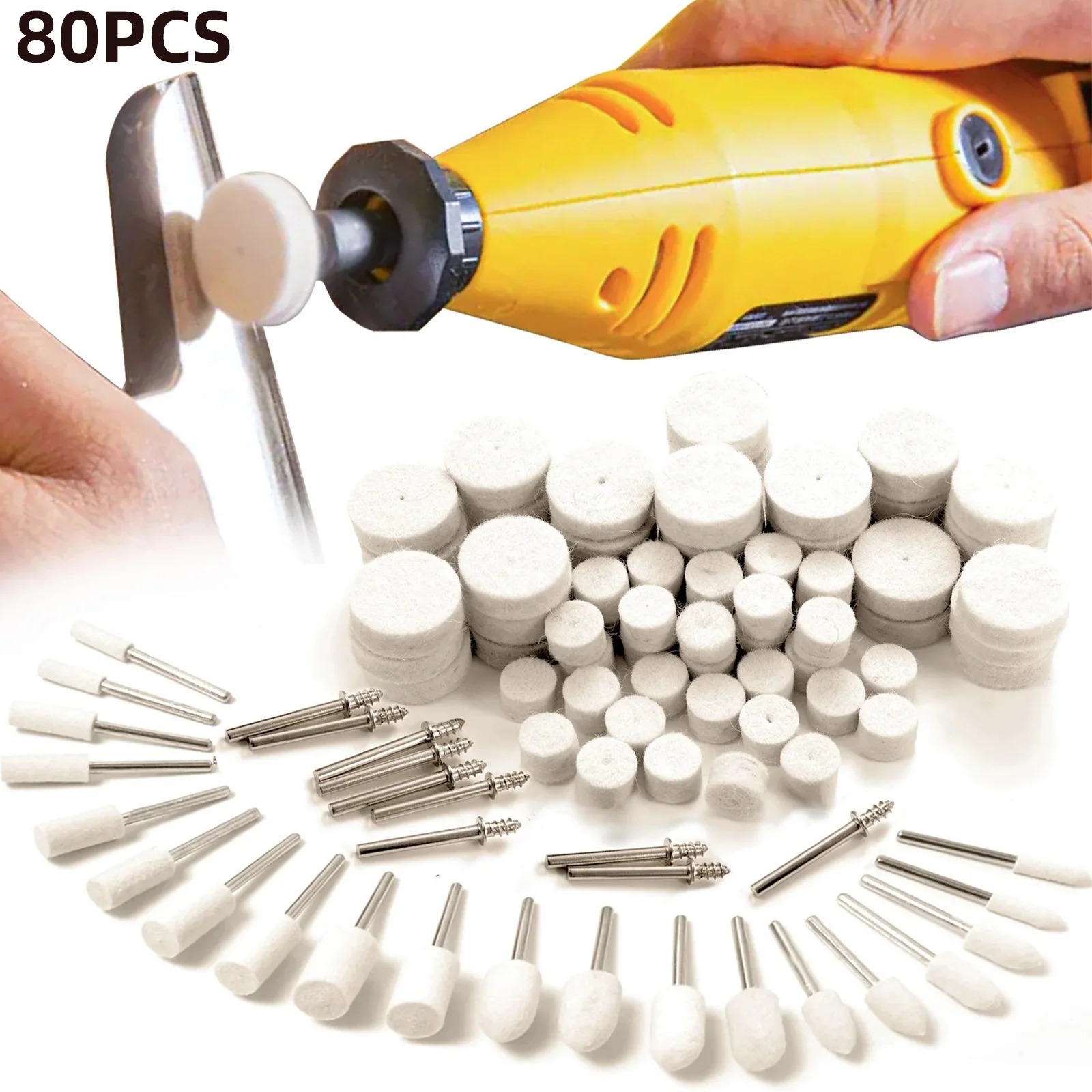 Jewelry Making Set - ชุดล้อขัดขนแกะ 80 ชิ้น, ล้อขัดสำหรับเครื่องมือโรตารี่ขนาด 1/8 นิ้ว