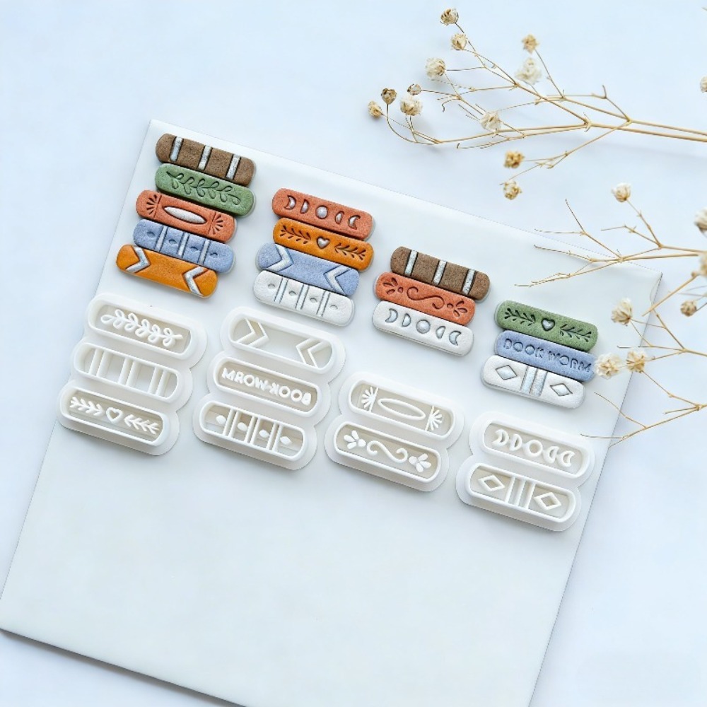 Jewelry Making Guide Book - ชุดเครื่องตัดดินโพลิเมอร์รูปทรงหนังสือ 7 ชิ้น/ชุด ชุดแม่พิมพ์หนังสือแบบซ้อนได้ สำหรับงาน DIY