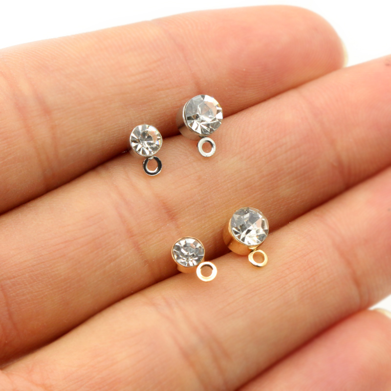 Jewelry Making Kit - 50pcs ต่างหู Pins Zircon 4/5/6mm Rhinestone