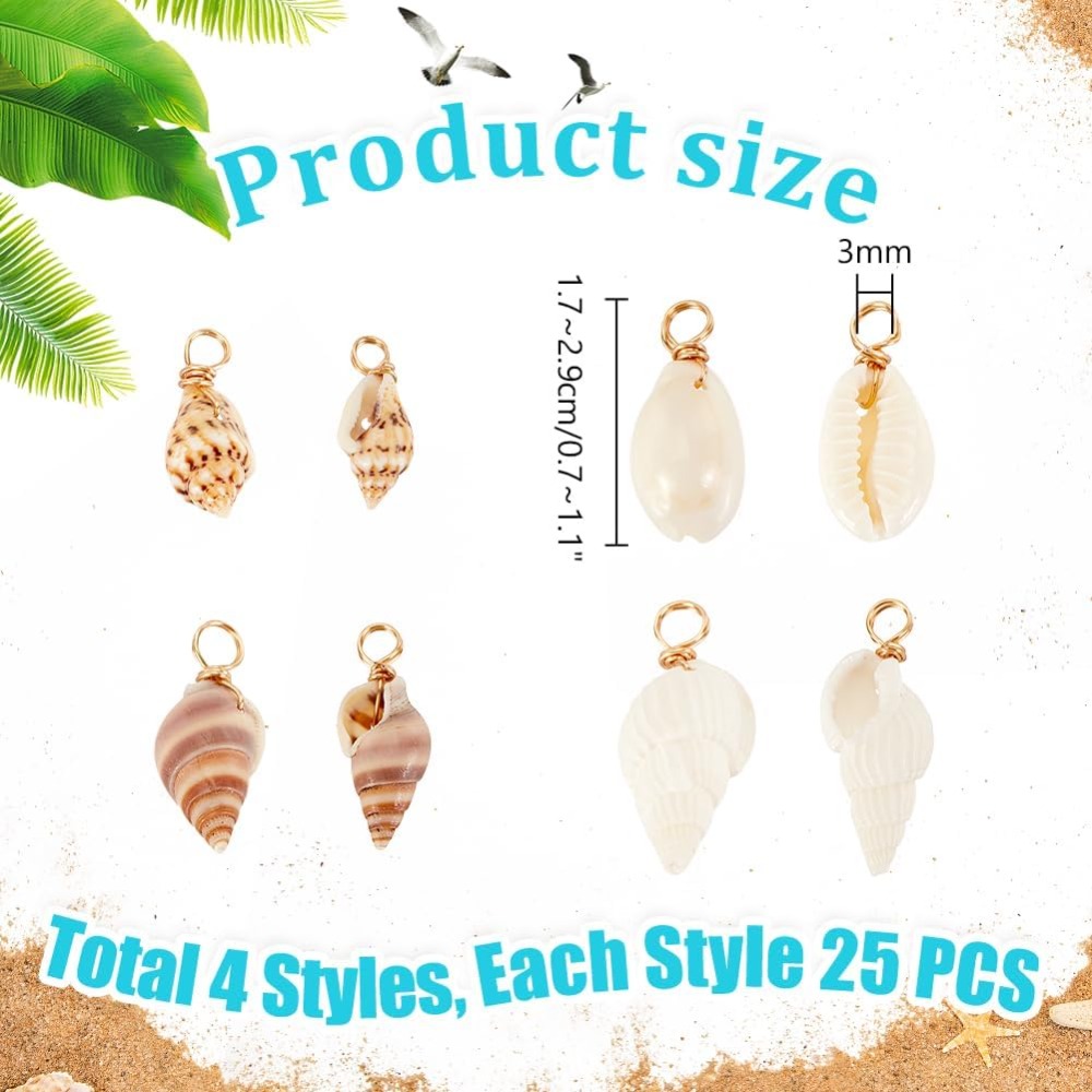 100pcs 4 รูปแบบเปลือกหอยธรรมชา - Jewelry Making Kit บทวิจารณ์และราคา
