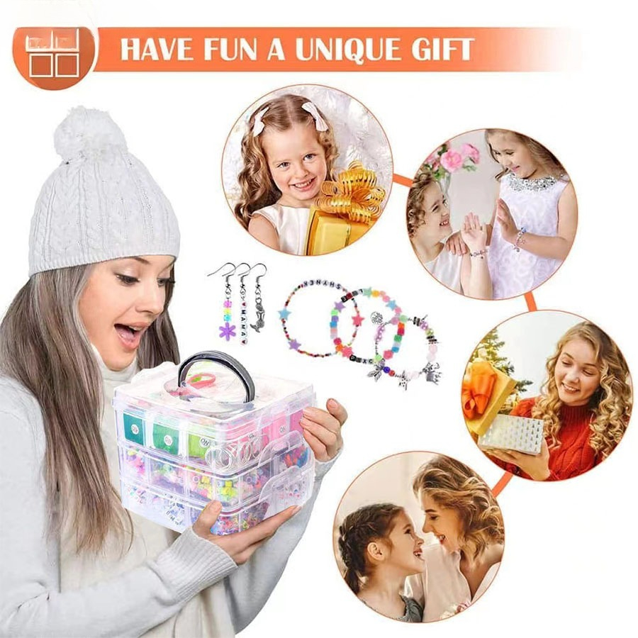 4 ชั้นกล่องสร้อยข้อมือชุดลูกปั - Jewelry Making Kit For Kids บทวิจารณ์และราคา