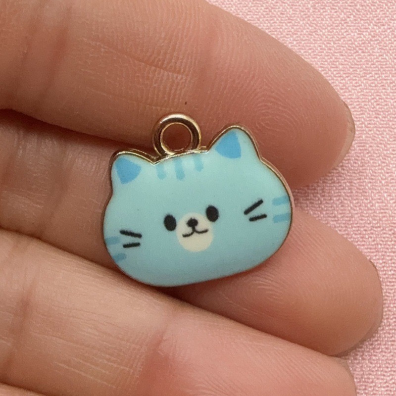 จี้โลหะผสมรูปหัวแมวพิมพ์ลาย 12 - Jewelry Making Factory บทวิจารณ์และราคา